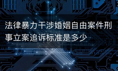 法律暴力干涉婚姻自由案件刑事立案追诉标准是多少
