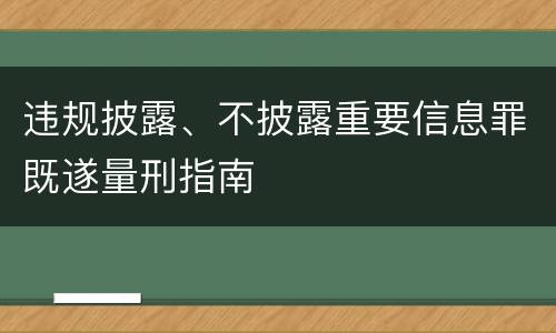 违规披露、不披露重要信息罪既遂量刑指南