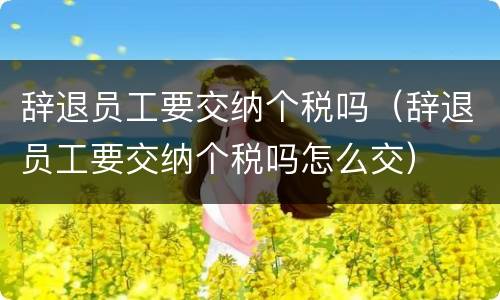 辞退员工要交纳个税吗（辞退员工要交纳个税吗怎么交）