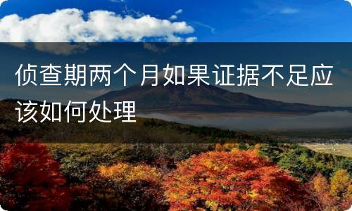 侦查期两个月如果证据不足应该如何处理