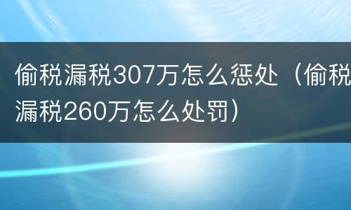 偷税漏税307万怎么惩处（偷税漏税260万怎么处罚）