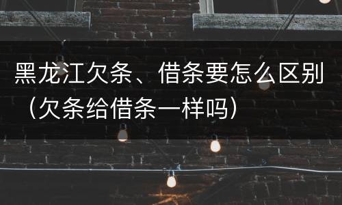 黑龙江欠条、借条要怎么区别（欠条给借条一样吗）