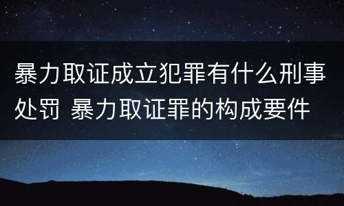 暴力取证成立犯罪有什么刑事处罚 暴力取证罪的构成要件