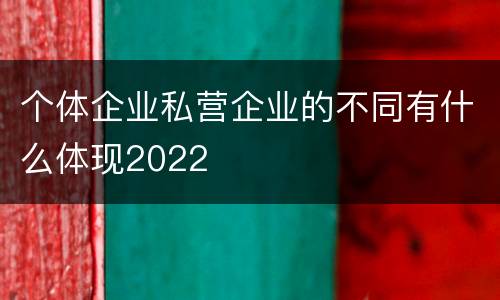 个体企业私营企业的不同有什么体现2022