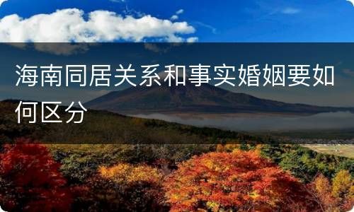 海南同居关系和事实婚姻要如何区分