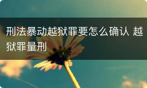 刑法暴动越狱罪要怎么确认 越狱罪量刑