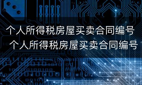个人所得税房屋买卖合同编号 个人所得税房屋买卖合同编号怎么查