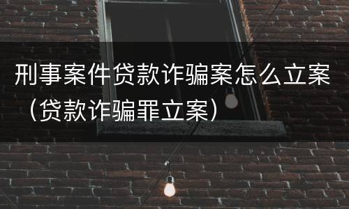 刑事案件贷款诈骗案怎么立案（贷款诈骗罪立案）