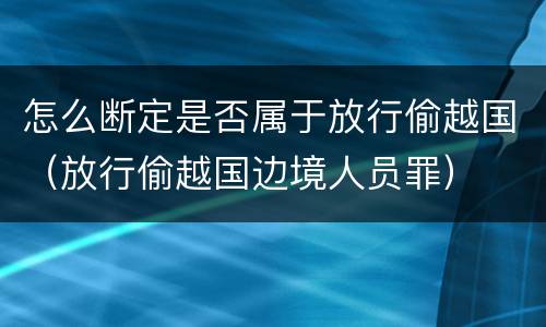 怎么断定是否属于放行偷越国（放行偷越国边境人员罪）