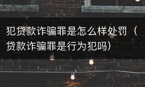 犯贷款诈骗罪是怎么样处罚（贷款诈骗罪是行为犯吗）
