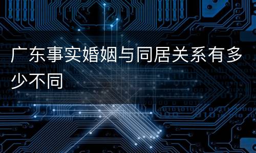 广东事实婚姻与同居关系有多少不同