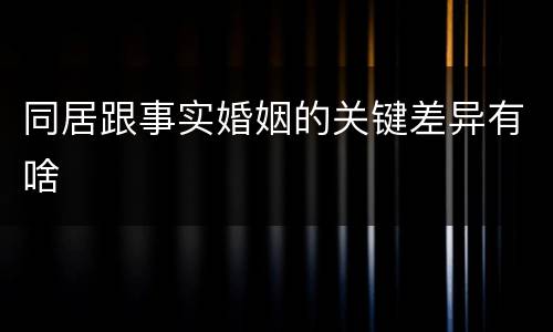 同居跟事实婚姻的关键差异有啥
