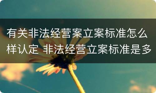 有关非法经营案立案标准怎么样认定 非法经营立案标准是多少案例