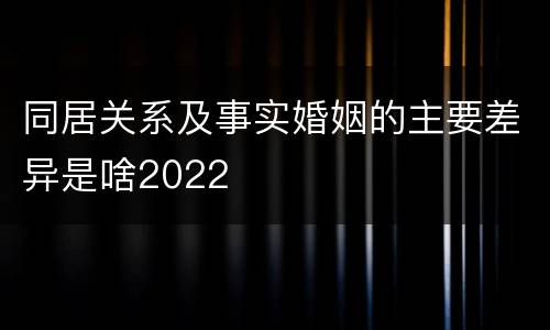 同居关系及事实婚姻的主要差异是啥2022