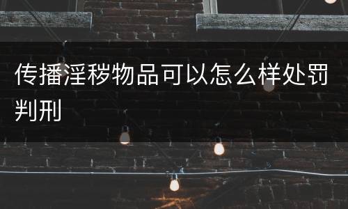传播淫秽物品可以怎么样处罚判刑