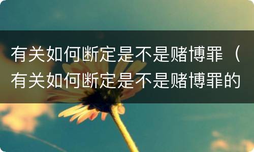 有关如何断定是不是赌博罪（有关如何断定是不是赌博罪的标准）