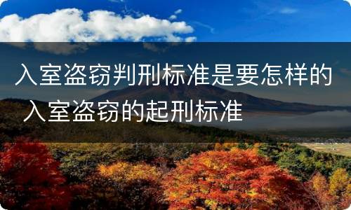 入室盗窃判刑标准是要怎样的 入室盗窃的起刑标准