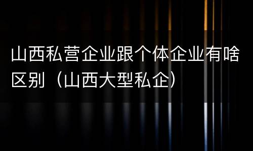 山西私营企业跟个体企业有啥区别（山西大型私企）
