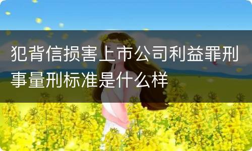 犯背信损害上市公司利益罪刑事量刑标准是什么样