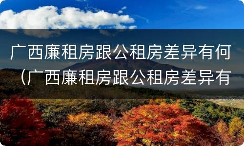 广西廉租房跟公租房差异有何（广西廉租房跟公租房差异有何明显）