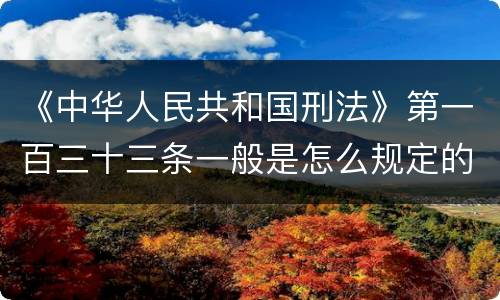 《中华人民共和国刑法》第一百三十三条一般是怎么规定的