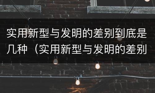 实用新型与发明的差别到底是几种（实用新型与发明的差别到底是几种类型）