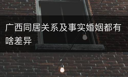 广西同居关系及事实婚姻都有啥差异