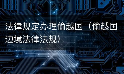 法律规定办理偷越国（偷越国边境法律法规）