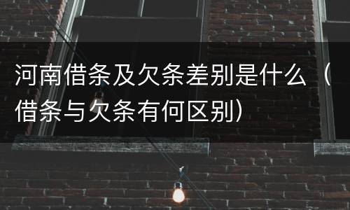 河南借条及欠条差别是什么（借条与欠条有何区别）