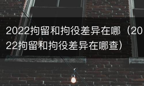 2022拘留和拘役差异在哪（2022拘留和拘役差异在哪查）