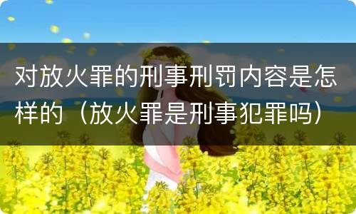 对放火罪的刑事刑罚内容是怎样的（放火罪是刑事犯罪吗）