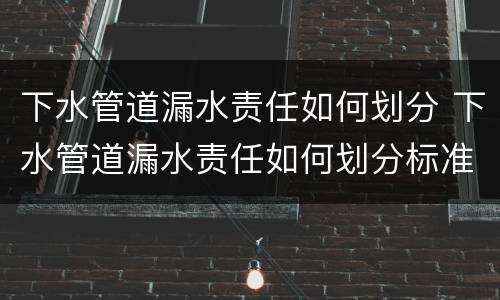 下水管道漏水责任如何划分 下水管道漏水责任如何划分标准