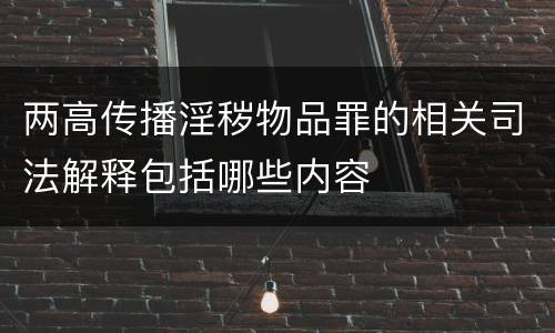 两高传播淫秽物品罪的相关司法解释包括哪些内容