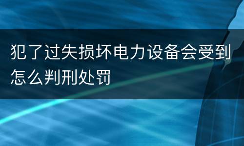 犯了过失损坏电力设备会受到怎么判刑处罚