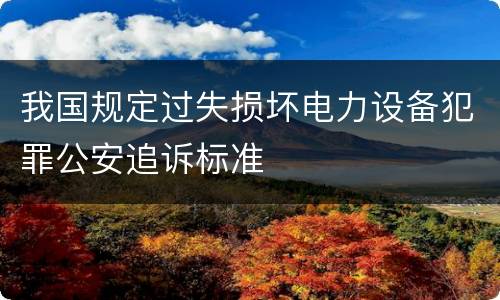 我国规定过失损坏电力设备犯罪公安追诉标准