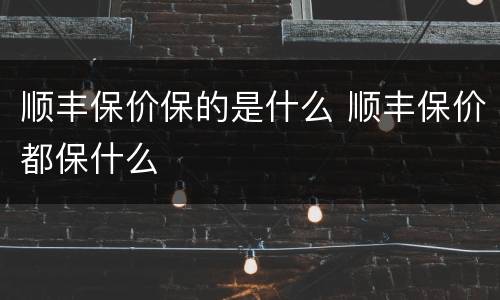 顺丰保价保的是什么 顺丰保价都保什么
