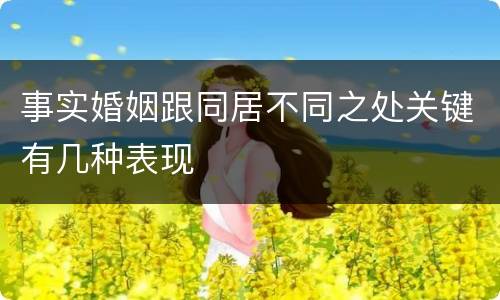 事实婚姻跟同居不同之处关键有几种表现