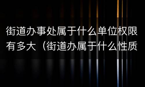 街道办事处属于什么单位权限有多大（街道办属于什么性质的单位）