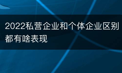2022私营企业和个体企业区别都有啥表现