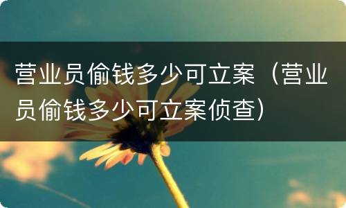 营业员偷钱多少可立案（营业员偷钱多少可立案侦查）