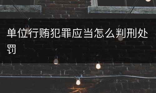 单位行贿犯罪应当怎么判刑处罚