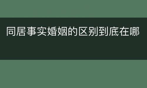 同居事实婚姻的区别到底在哪