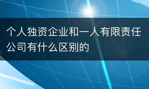 个人独资企业和一人有限责任公司有什么区别的