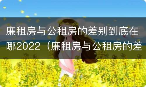廉租房与公租房的差别到底在哪2022（廉租房与公租房的差别到底在哪2022年）