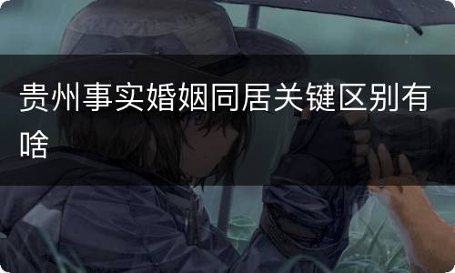 贵州事实婚姻同居关键区别有啥