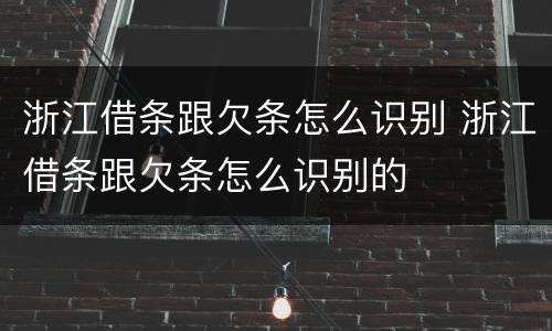 浙江借条跟欠条怎么识别 浙江借条跟欠条怎么识别的