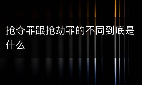 抢夺罪跟抢劫罪的不同到底是什么