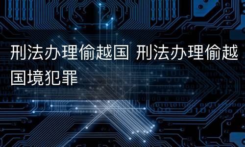 刑法办理偷越国 刑法办理偷越国境犯罪