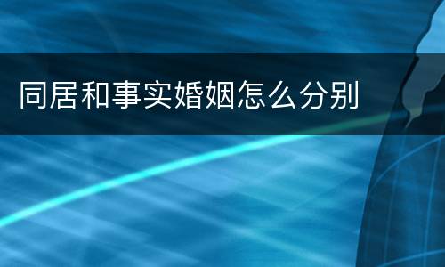 同居和事实婚姻怎么分别