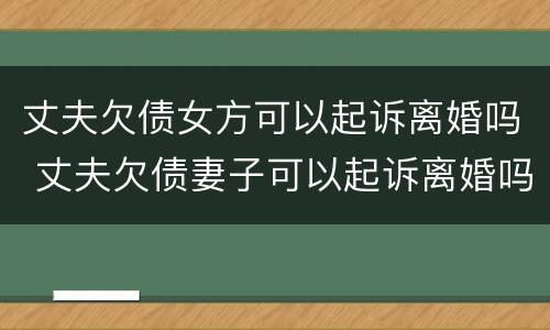 丈夫欠债女方可以起诉离婚吗 丈夫欠债妻子可以起诉离婚吗